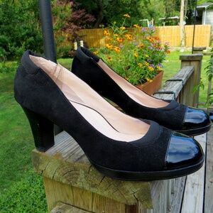 Taryn Rose "Tabea" black suede pumps 8M